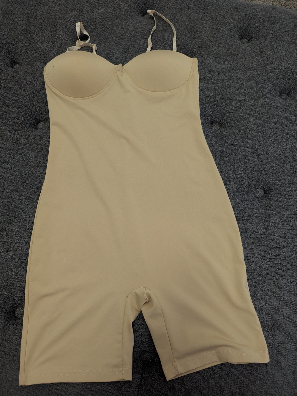 Source Unknown Beige Full-Body Shapewear Romper with Built-In Bra